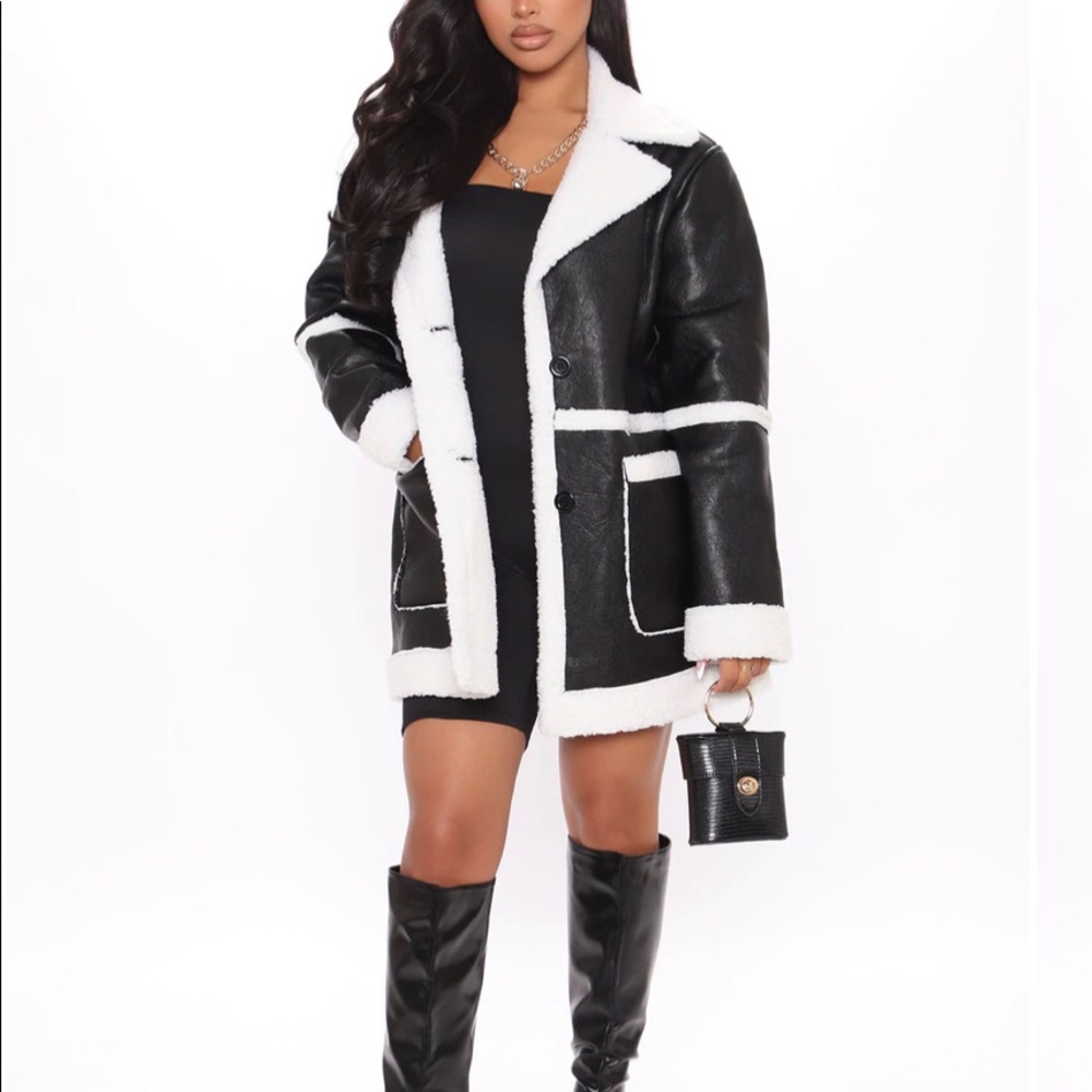Sherpa Faux Leather Jacket